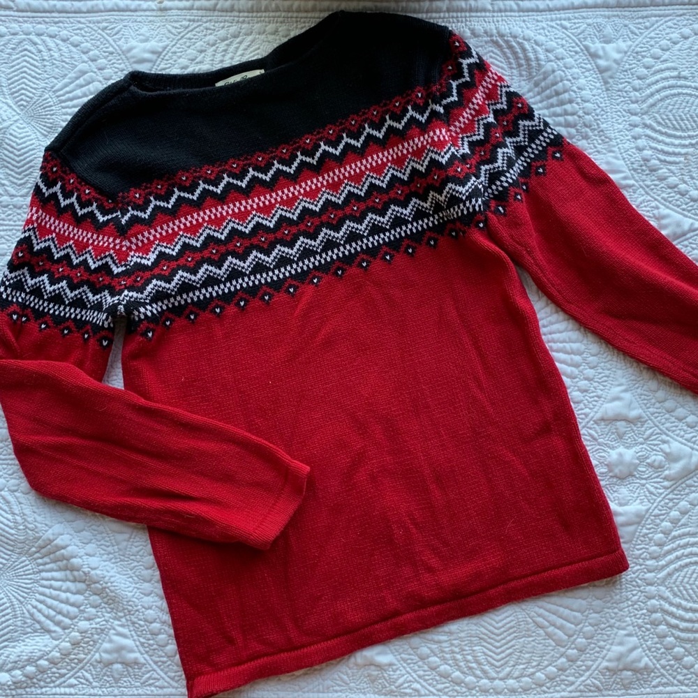 Eddie Bauer Red and Black Sweater. Size Small